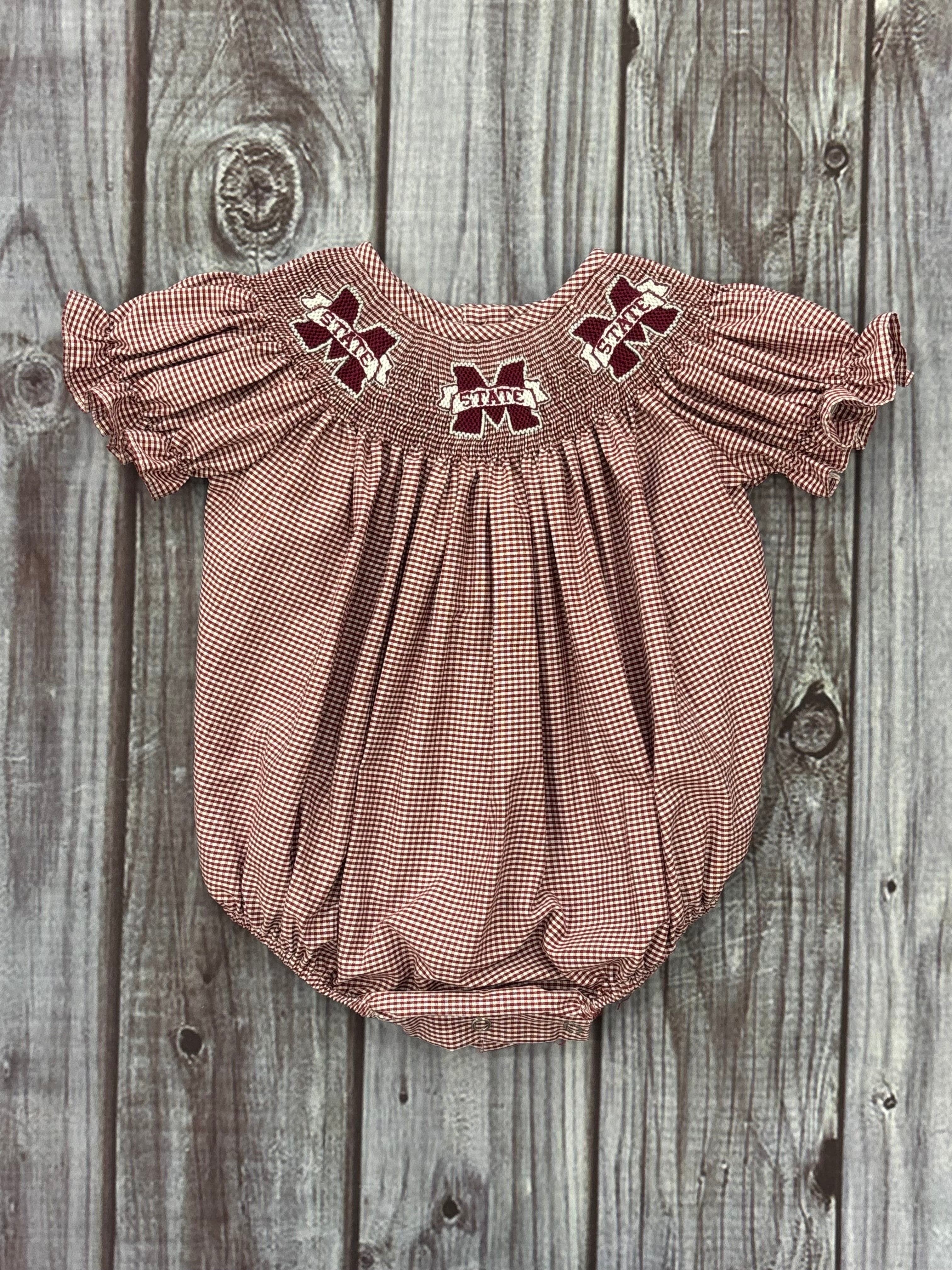 Baby Bubble Girl Smocked Gingham Bubble M-State – Campus Book Mart-MSU