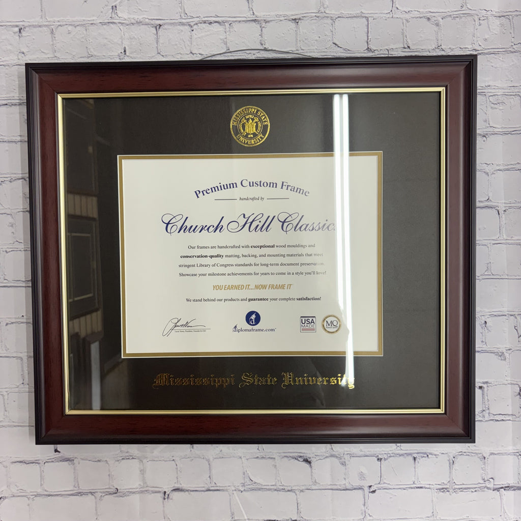 University Frames, Inc. Diploma Frame Petite Mahogany Gold Medal Black Mat