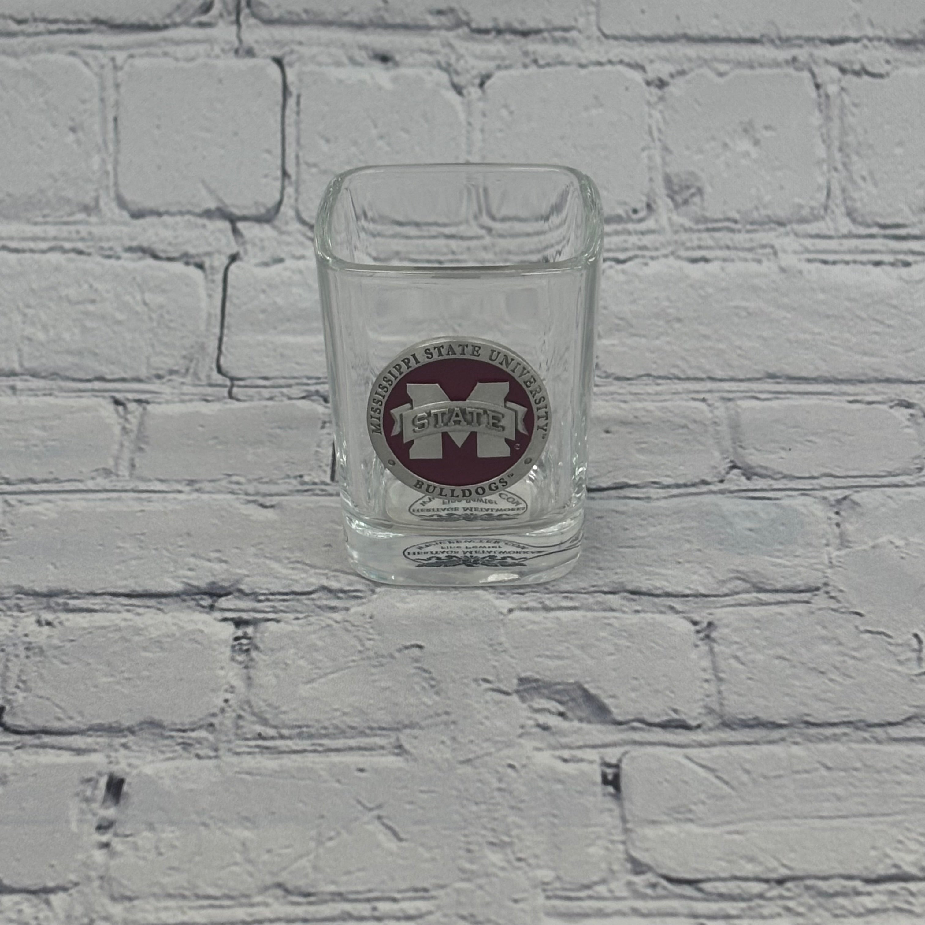 Square Shot Glass Pewter Emblem M-State