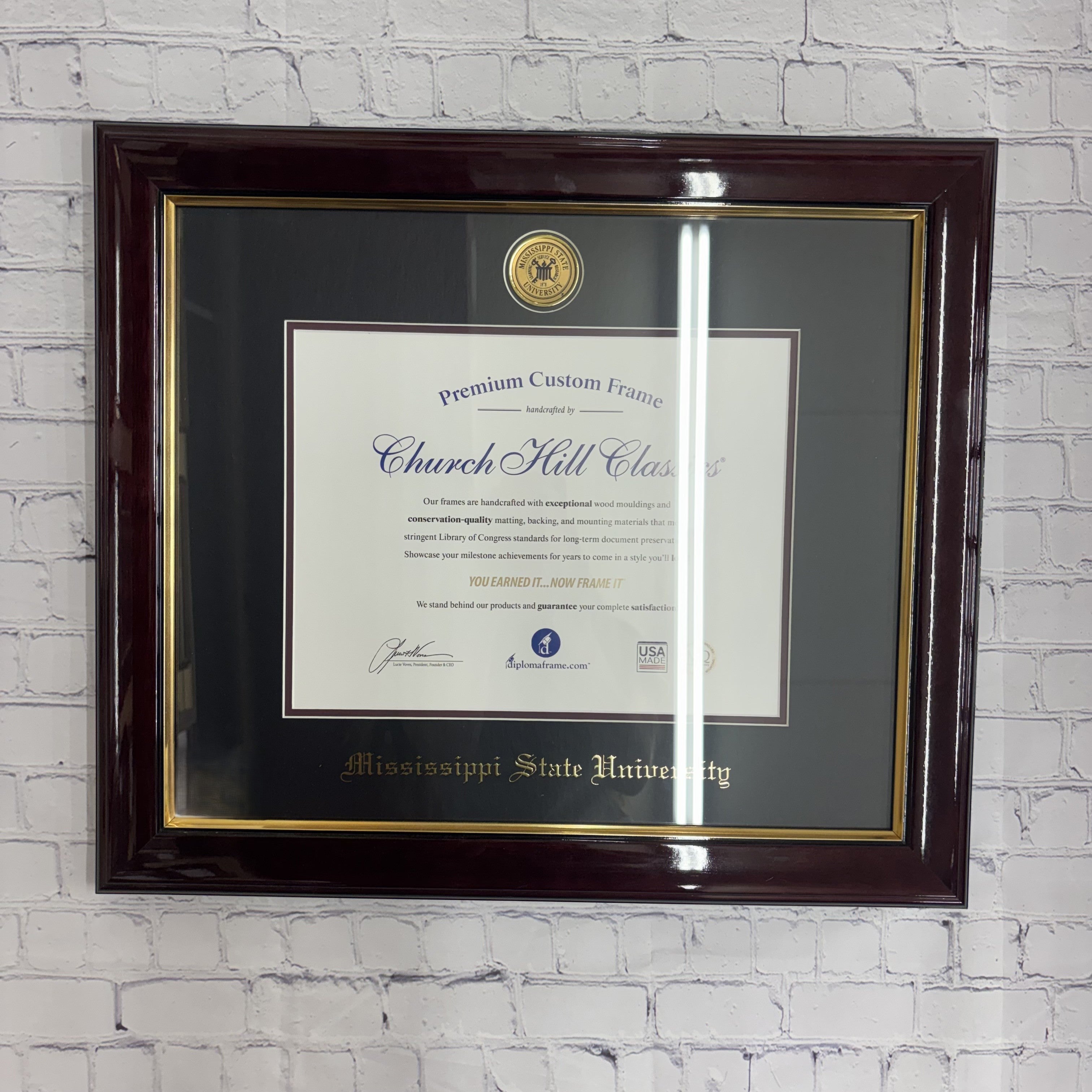Church Hill Classics Diploma Frame Gold Trim Cherry With Gold Medallion