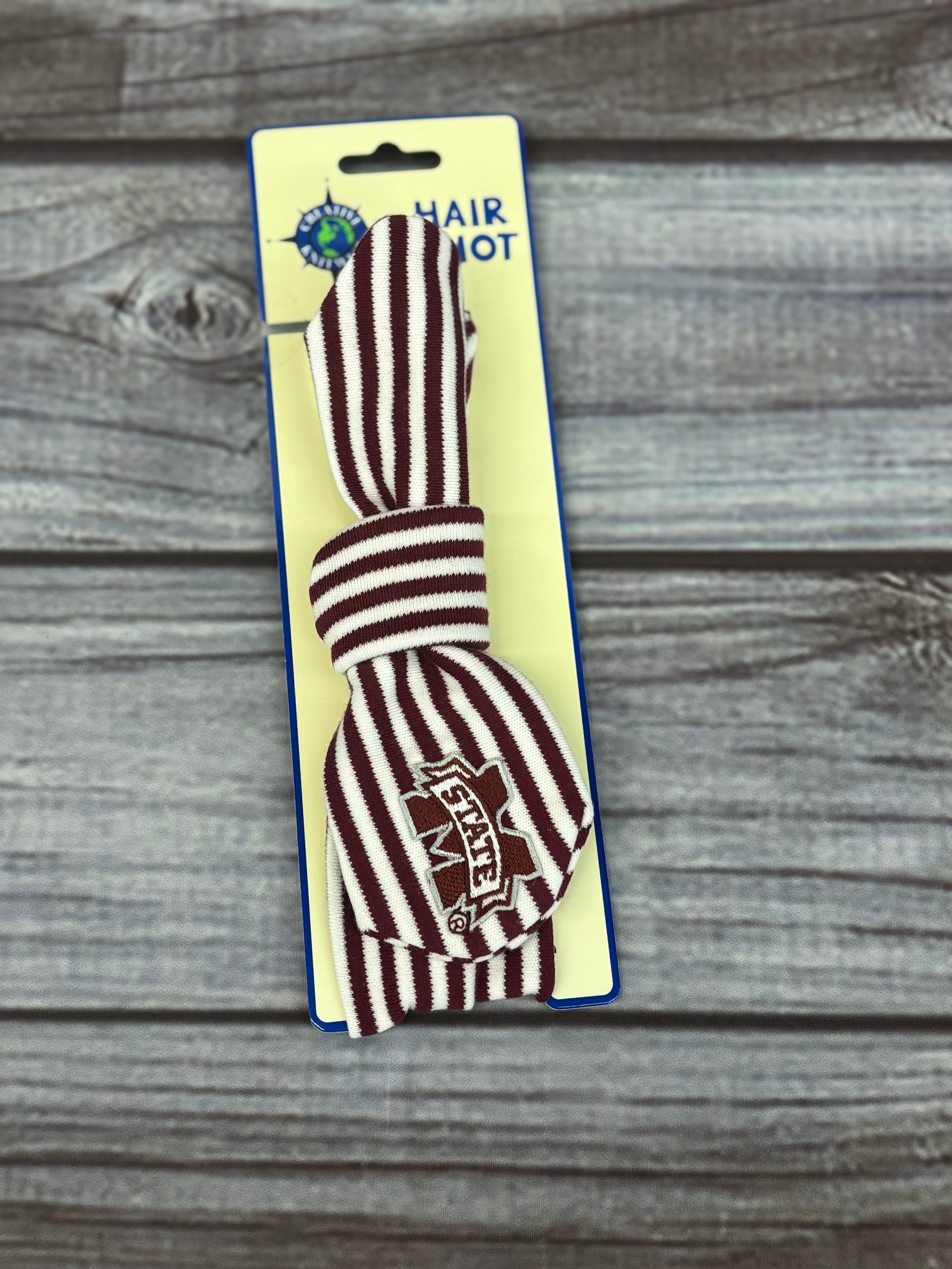 Baby Headband Hairknot Stripe Maroon White