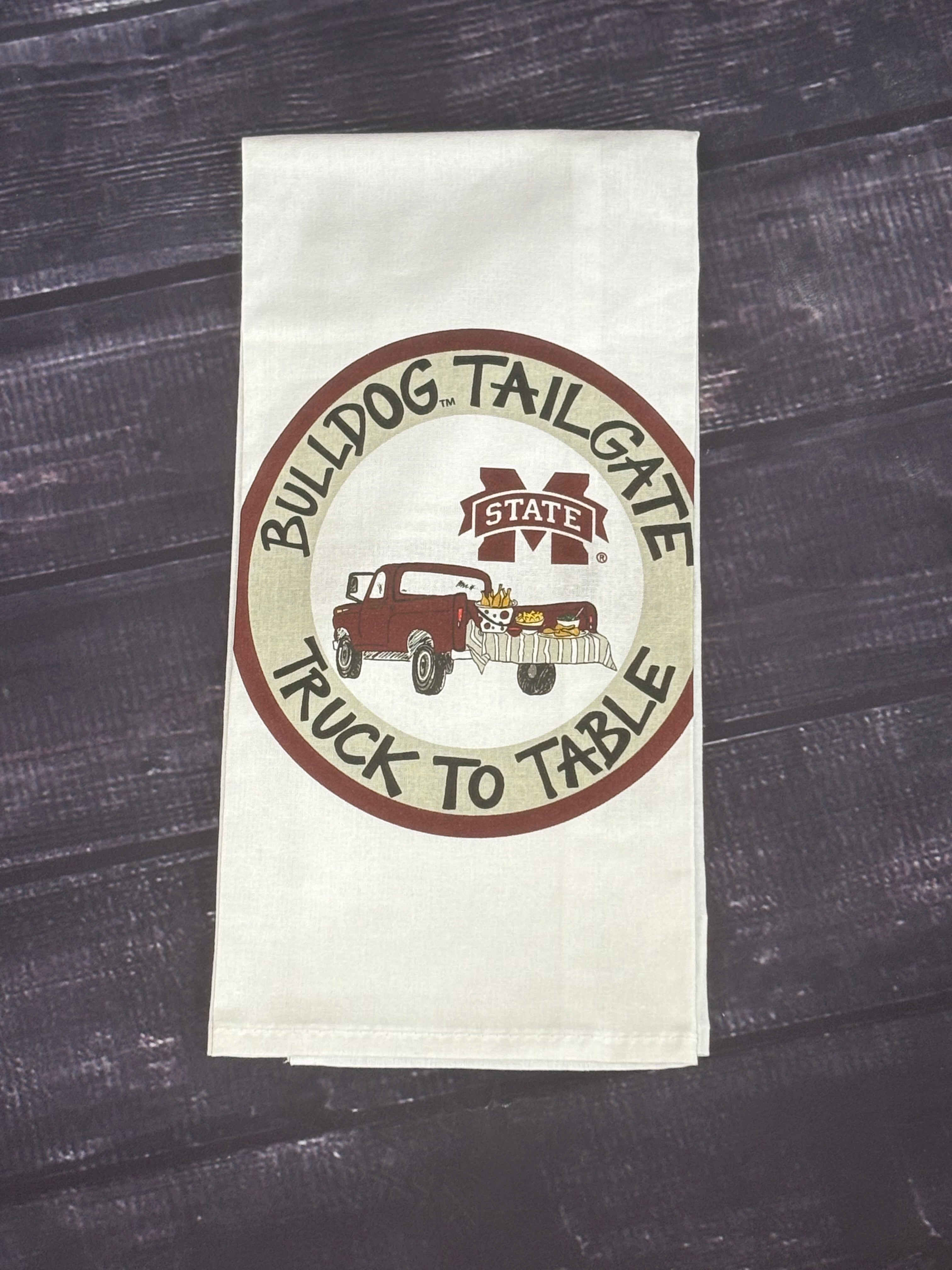 Tea Towel Bulldog Tailgate Truck To Table M-State