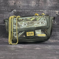 Capri Designs Tailgate Crossbody Conv Black Gold Acnt Gold Chain