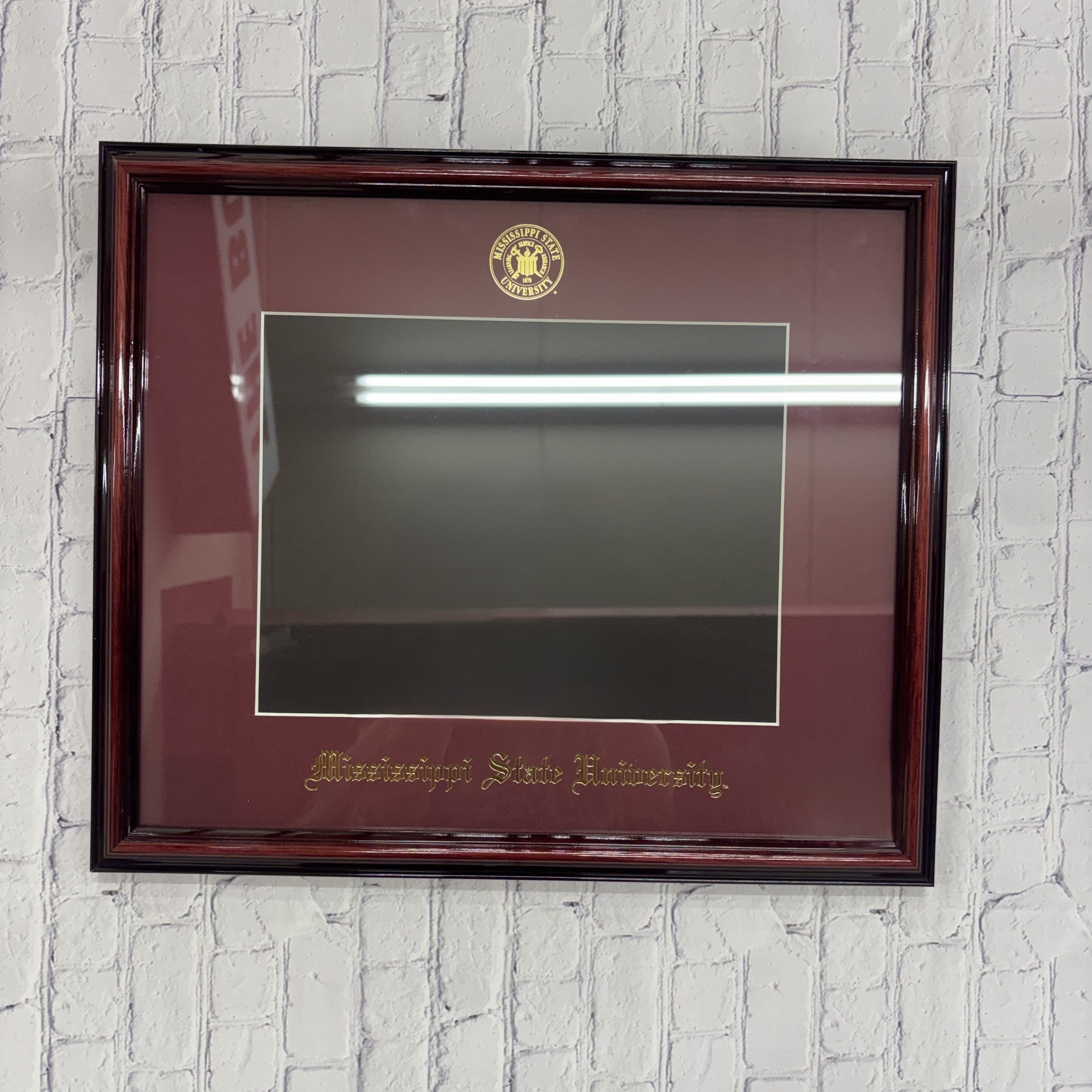 University Frames, Inc. Diploma Frame Petite Cherry Gold Embossed Foil Seal Maroon Mat
