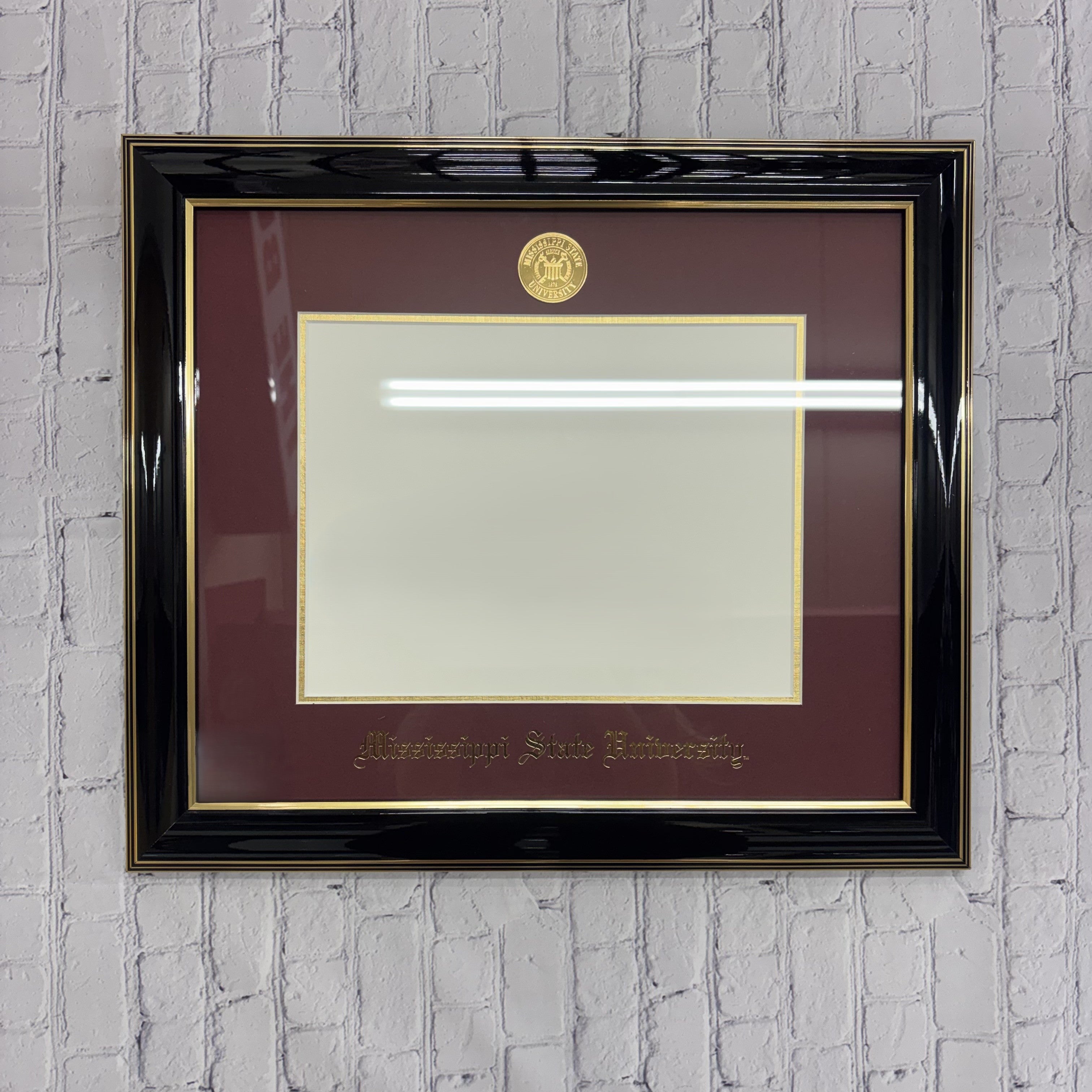 University Frames, Inc. Diploma Frame Classic Ebony Gold Trim Gold Medal Maroon Mat