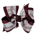 Beyond Creations Hair Bow Xxl Baseball Stitch Over Maroon Grosgrain