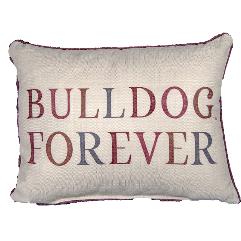Pillow Little Birdie "Bulldog Forever" Multicolor With Piping