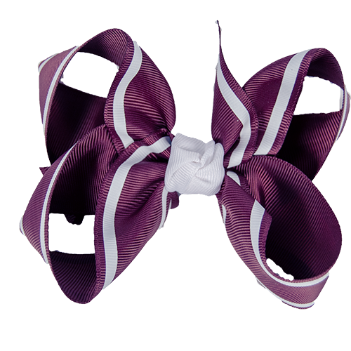 Beyond Creations Hair Bow Xl Med Gros Maroon Strp Whit Strps W Knot
