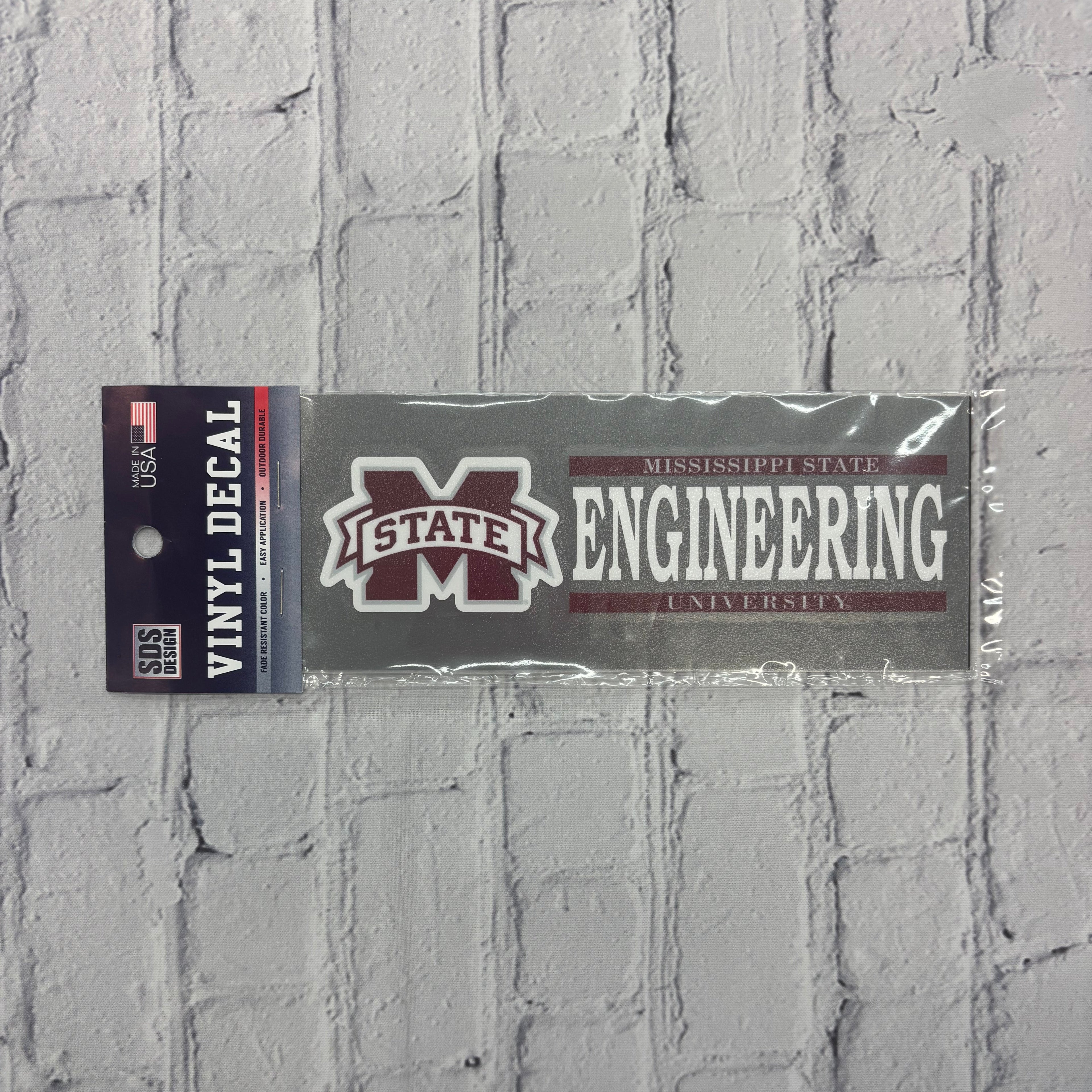 Auto Decal Vinyl M-State Miss. State University Engineering 6"x2"