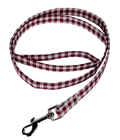 Dog Collar World Dog Leash Maroon Gingham