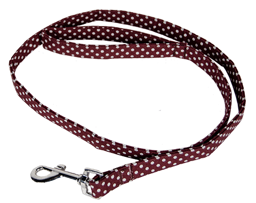 Dog Collar World Dog Leash Maroon Polka Dot