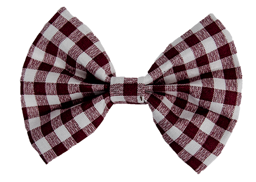 Dog Collar World Dog Collar Accessory Bow Tie Maroon Gingham