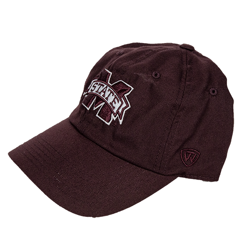 Top Of The World Cap Baseball Staple M-State Mtl Slid W Bulldoghooded Plain Maroon Poly
