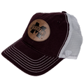 Top Of The World Cap Baseball Fleet Trukr Leatherr Patch M-State  Bulldogs White Mesh Maroon Front