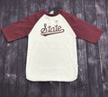 Youth T-Shirt Quarter Length Raglan Script State