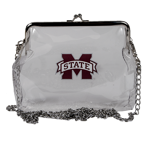 Capri Designs Tailgate Crossbody Kiss Lock Silverr Clasp W Chain Strp M-State