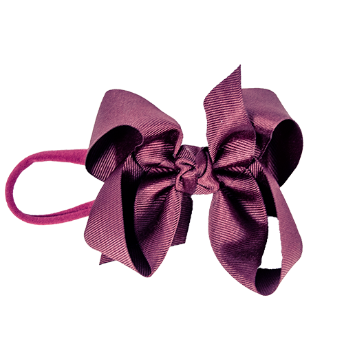 Beyond Creations Hair Hooded Band Bow Lg Grosgrain Solid Maroon Thin Band