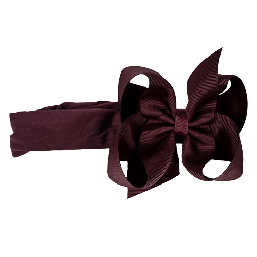 Beyond Creations Hair Hooded Band Bow Lg Grosgrain Solid Maroon