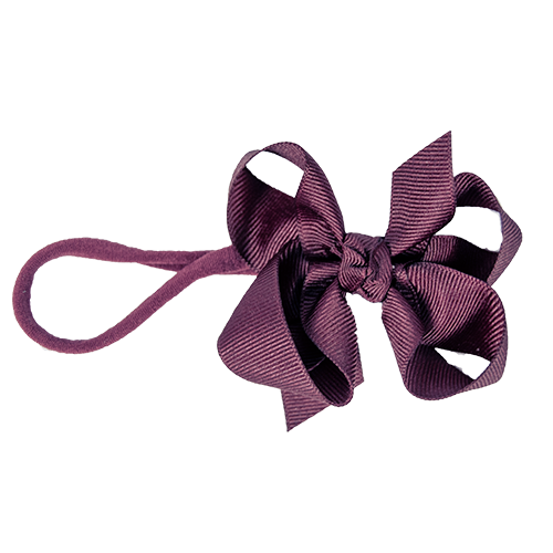 Beyond Creations Hair Hooded Band Pnths Bow Med Grosgrain Solid Maroon Thin Band