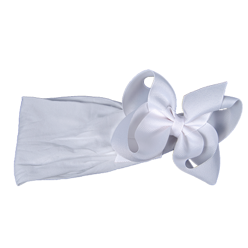 Beyond Creations Hair Hooded Band Bow Lg Gros Solid White Knot