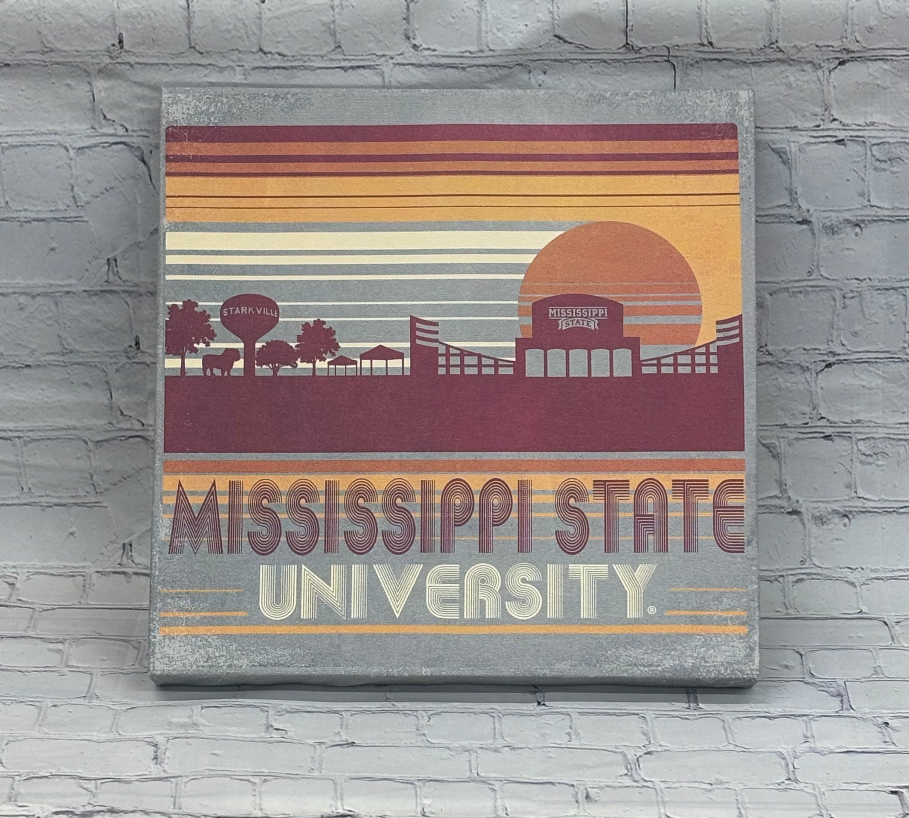Canvas Square Skyline Sunset Vintage Mississippi State