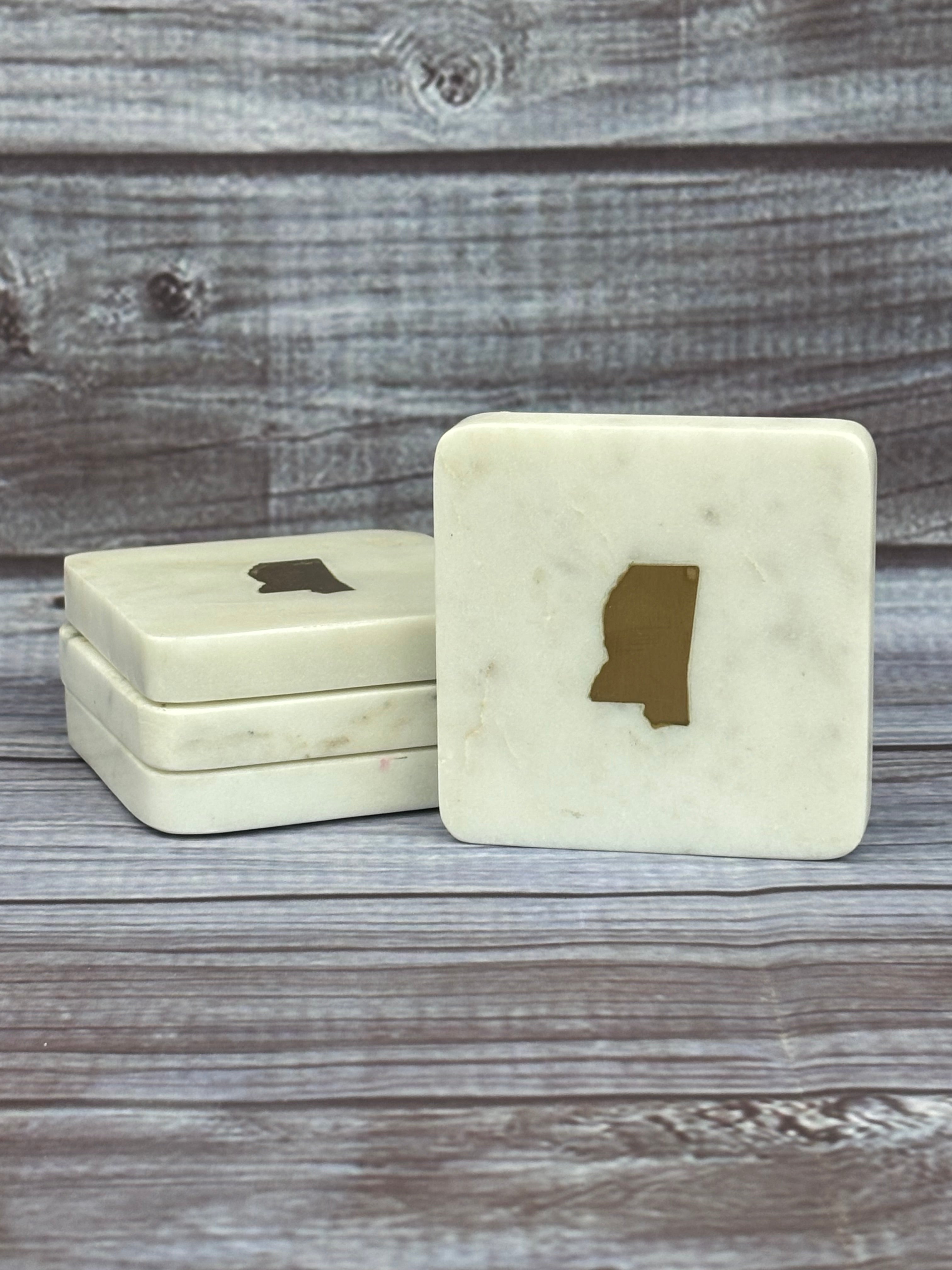 Coaster 4 Pack Marble Brass State Of Mississippi