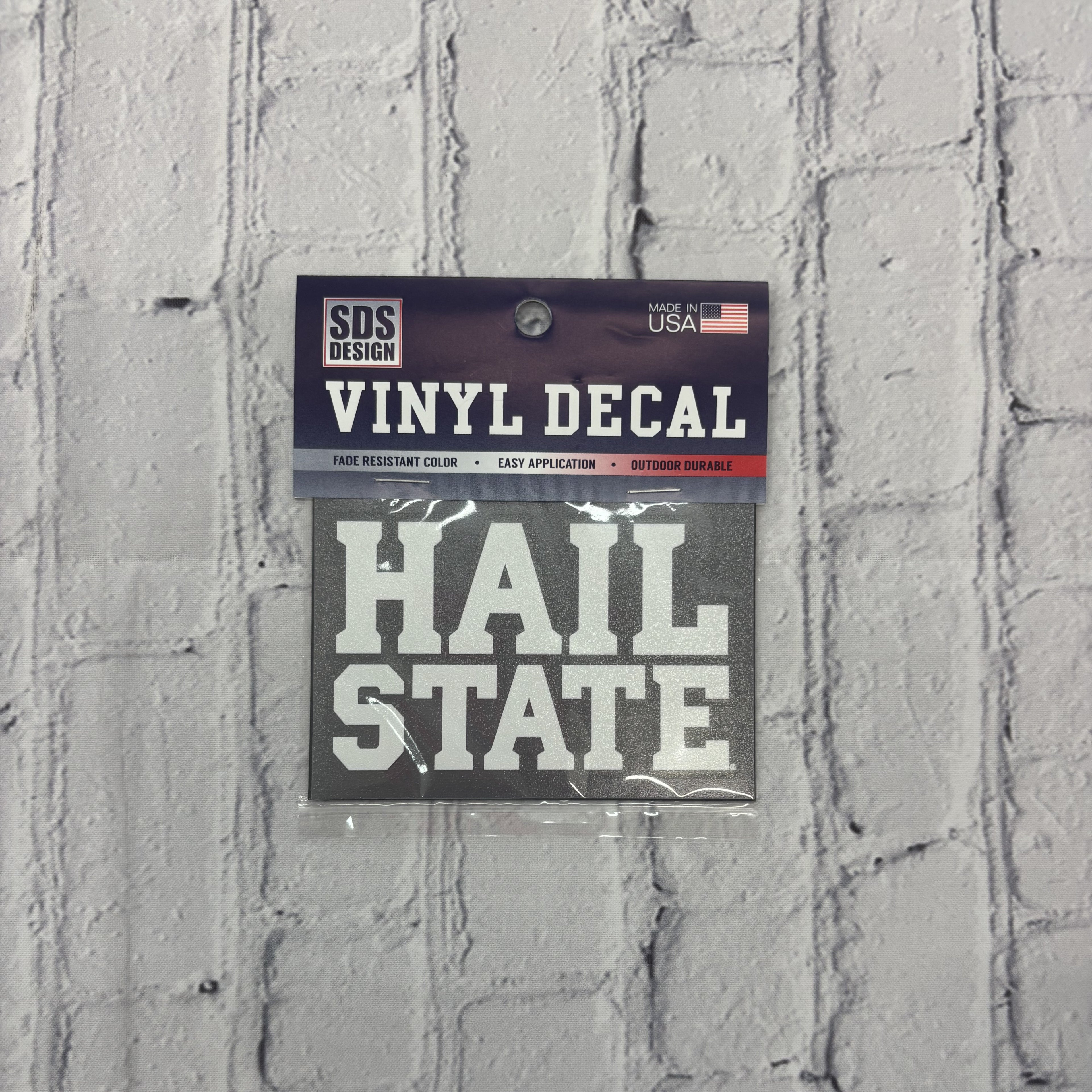 Sds Design Associates Auto Decal 3" Hail Over State White Vinylon