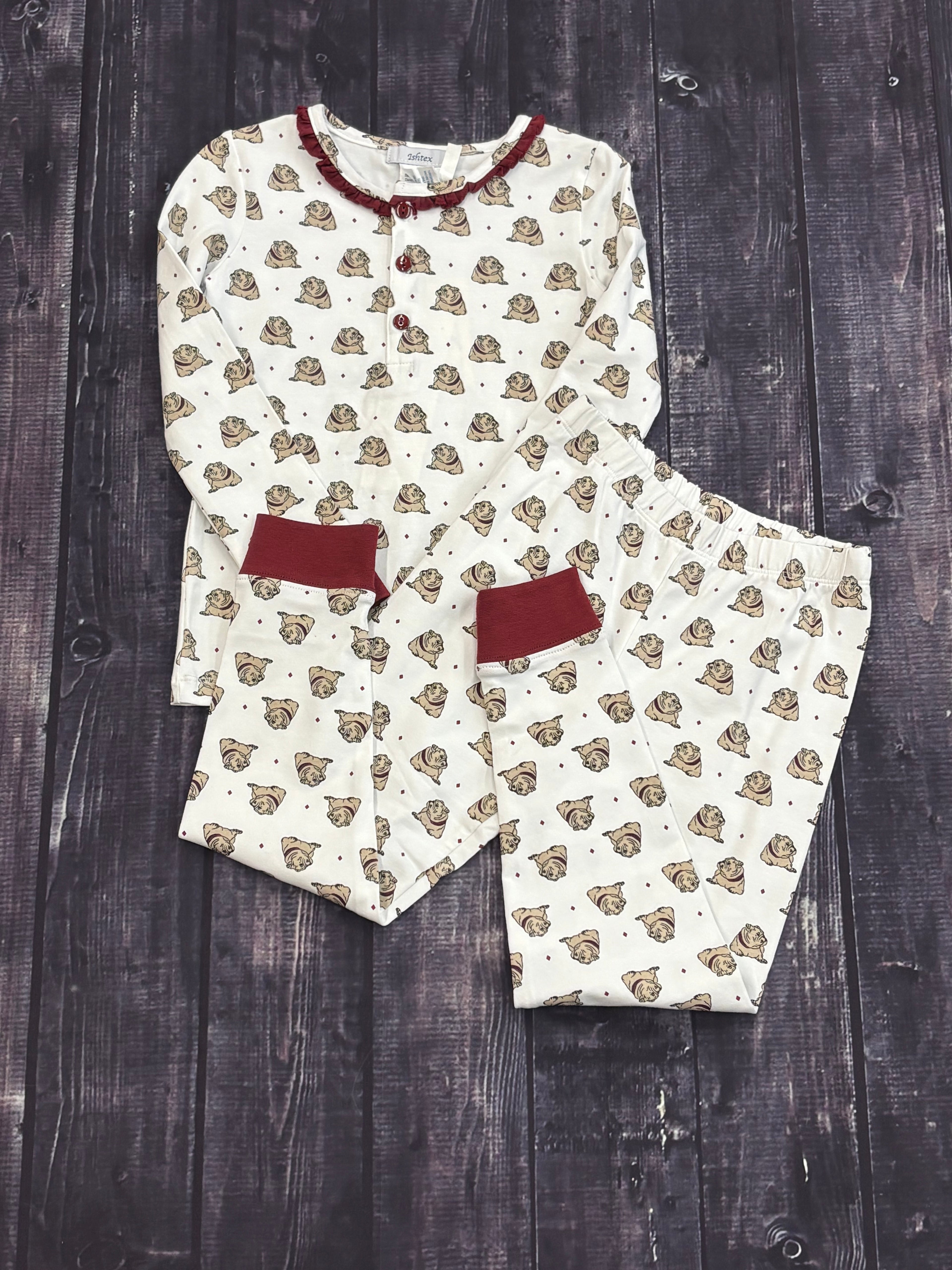 Toddler Pajama Girls 2 Piece Bulldog All Over