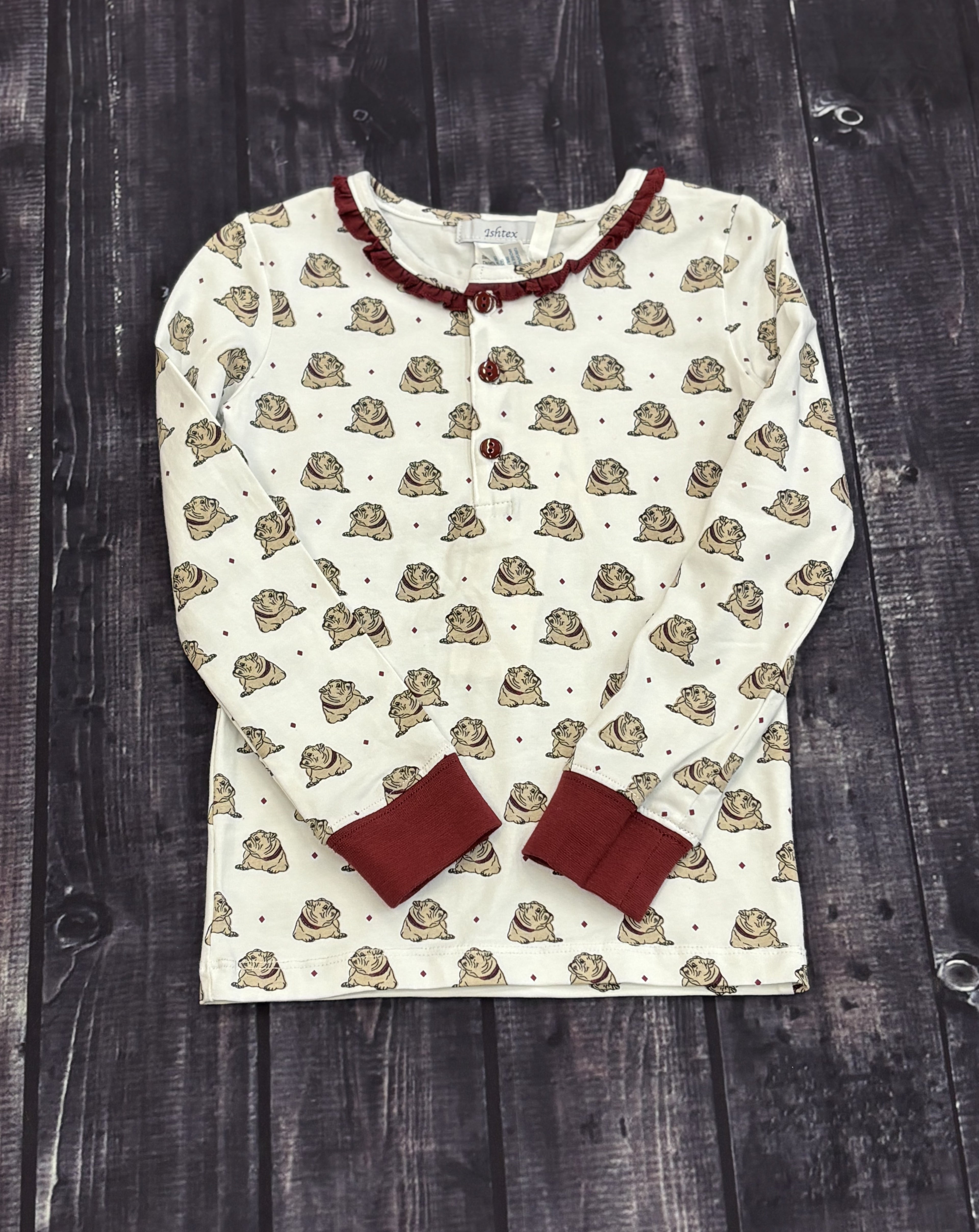 Toddler Pajama Girls 2 Piece Bulldog All Over