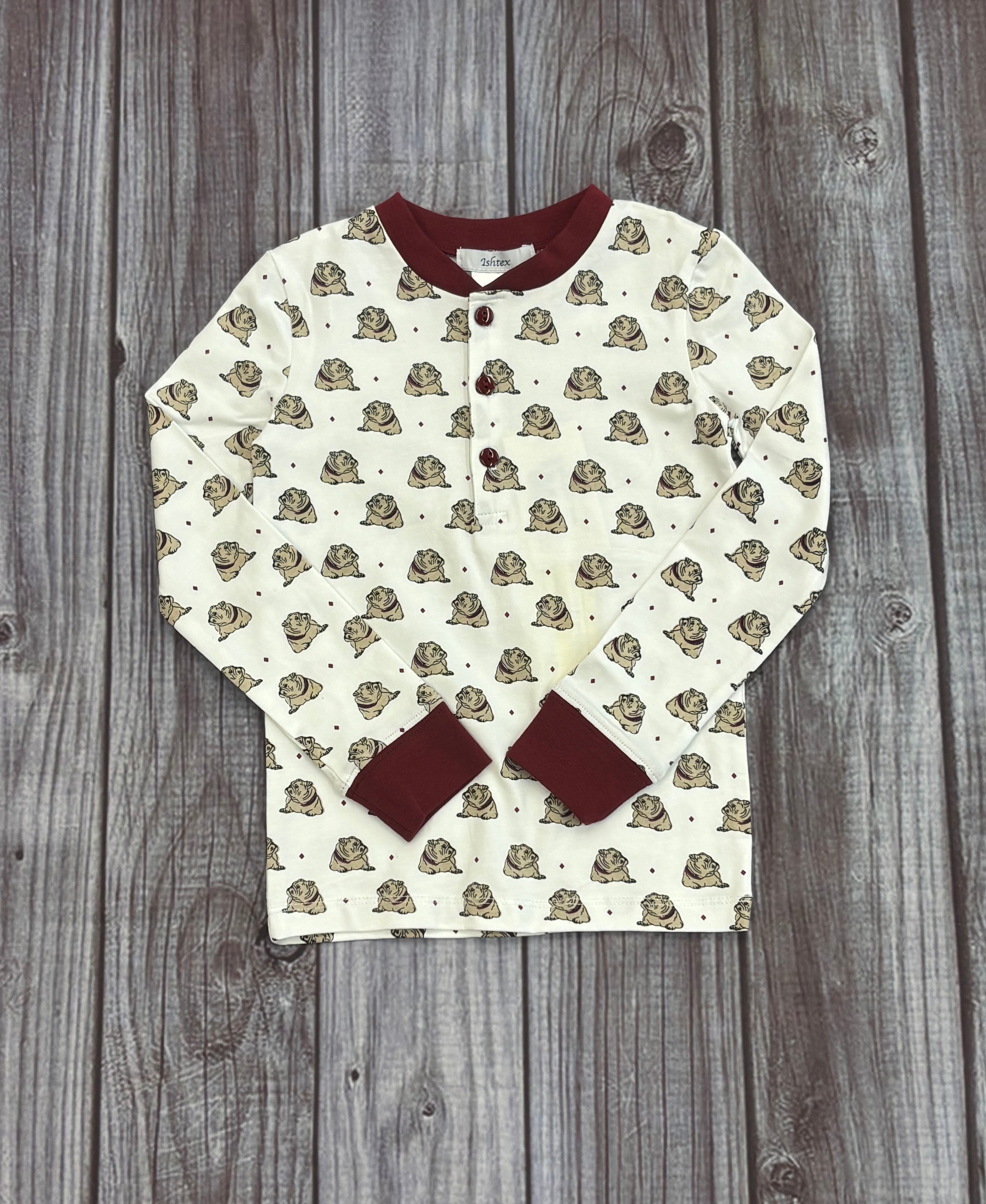 Toddler Pajama Boys 2 Piece Bulldogs with All Over