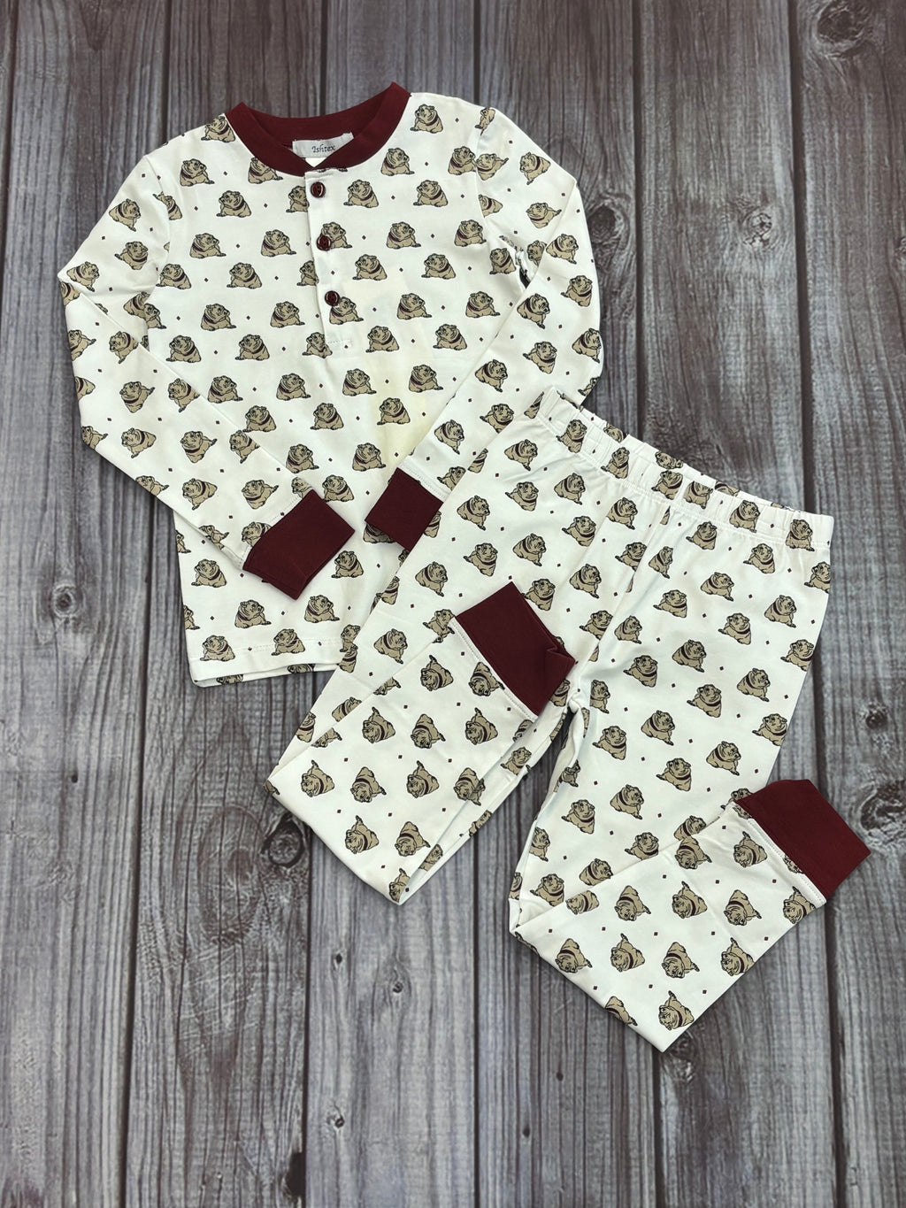 Toddler Pajama Boys 2 Piece Bulldogs with All Over