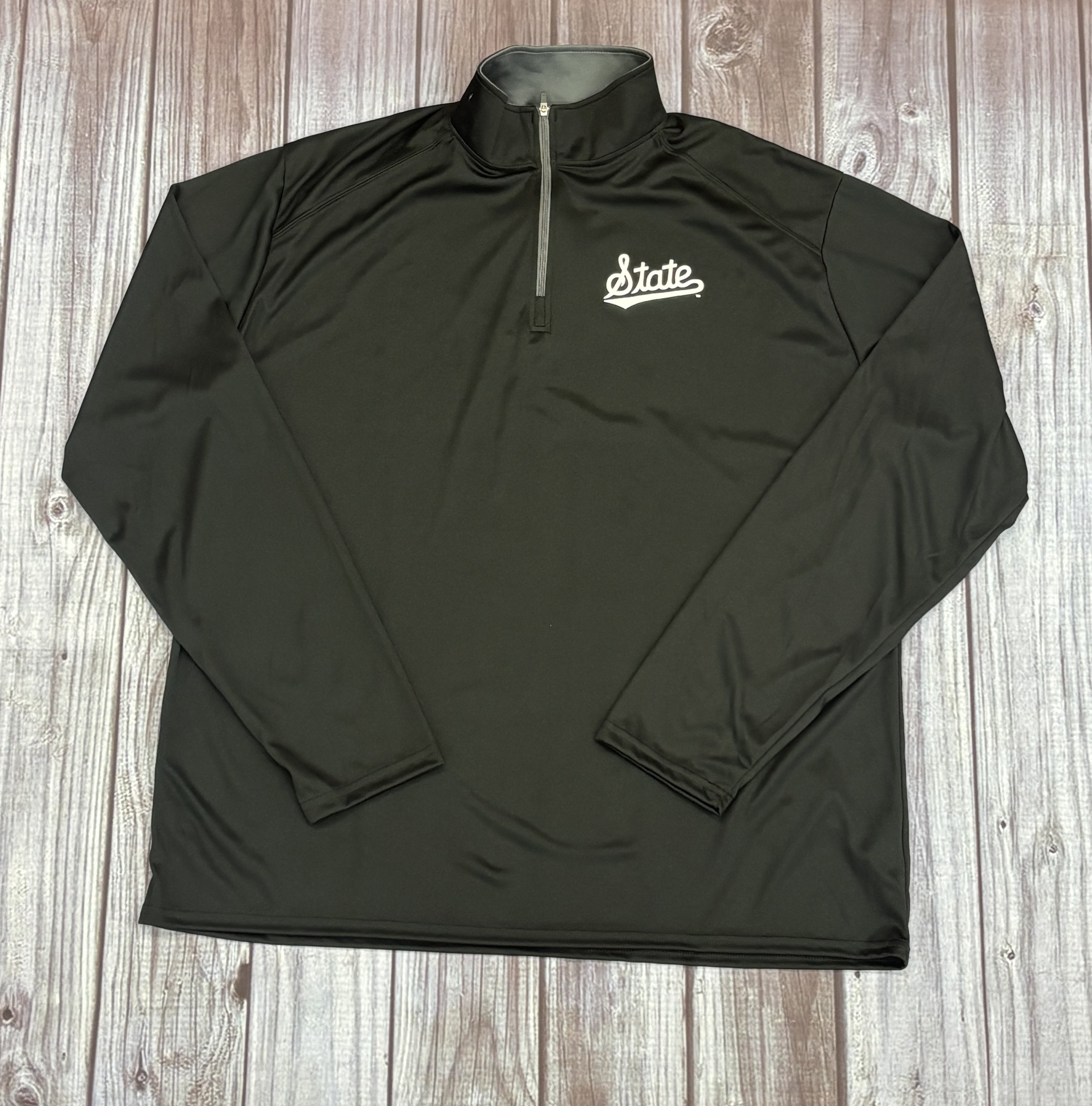 Pullover Quarter Zip Gray B-Core Script State