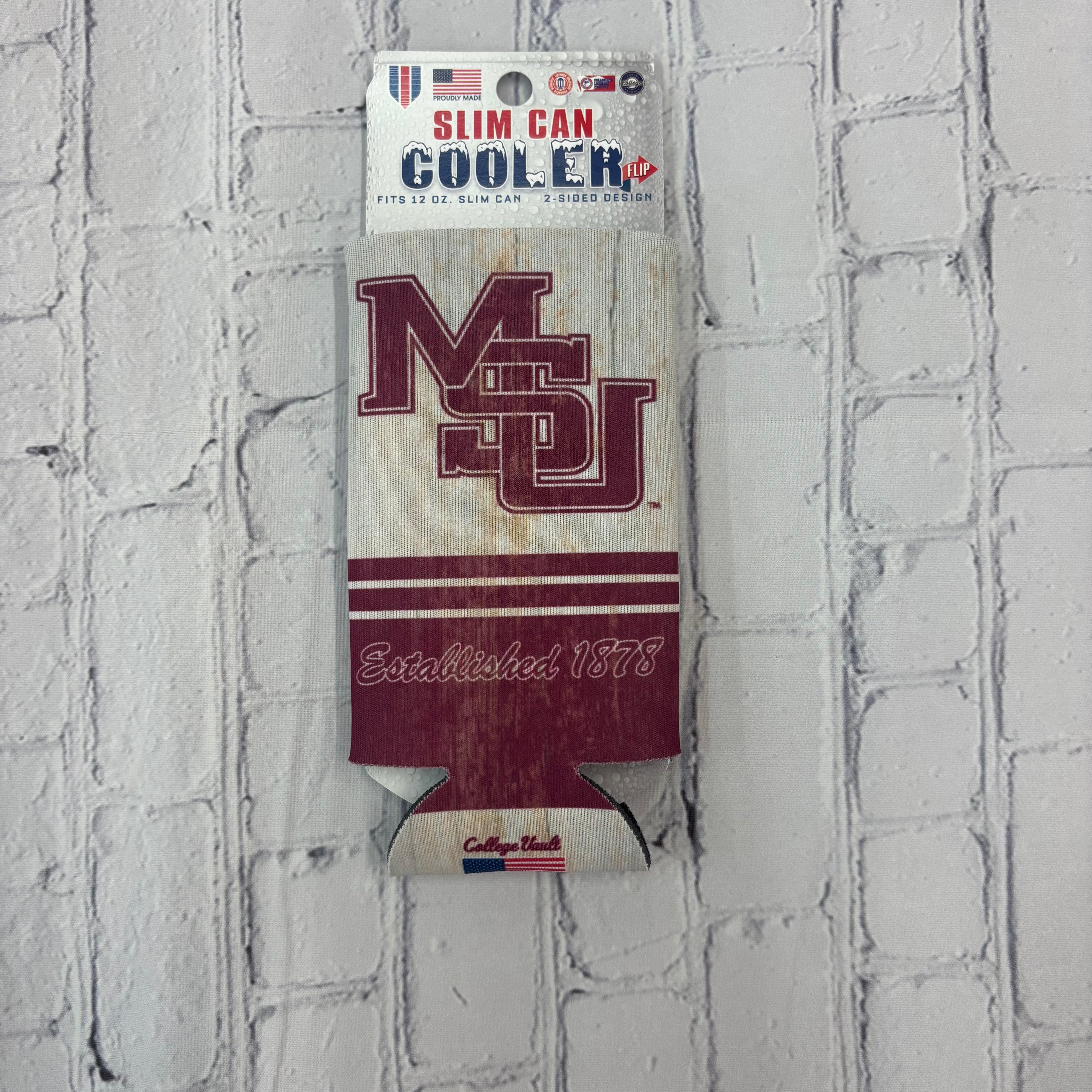 Wincraft Inc. / Stockdale Technologies Tailgate Can Cooler Slim 2 Sided MSU Interlocked Est 1878 MS Shape Mississippi State Bulldogs