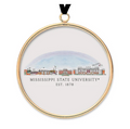 Ornament Round Flat Mississippi State University Skyline Gold Rim