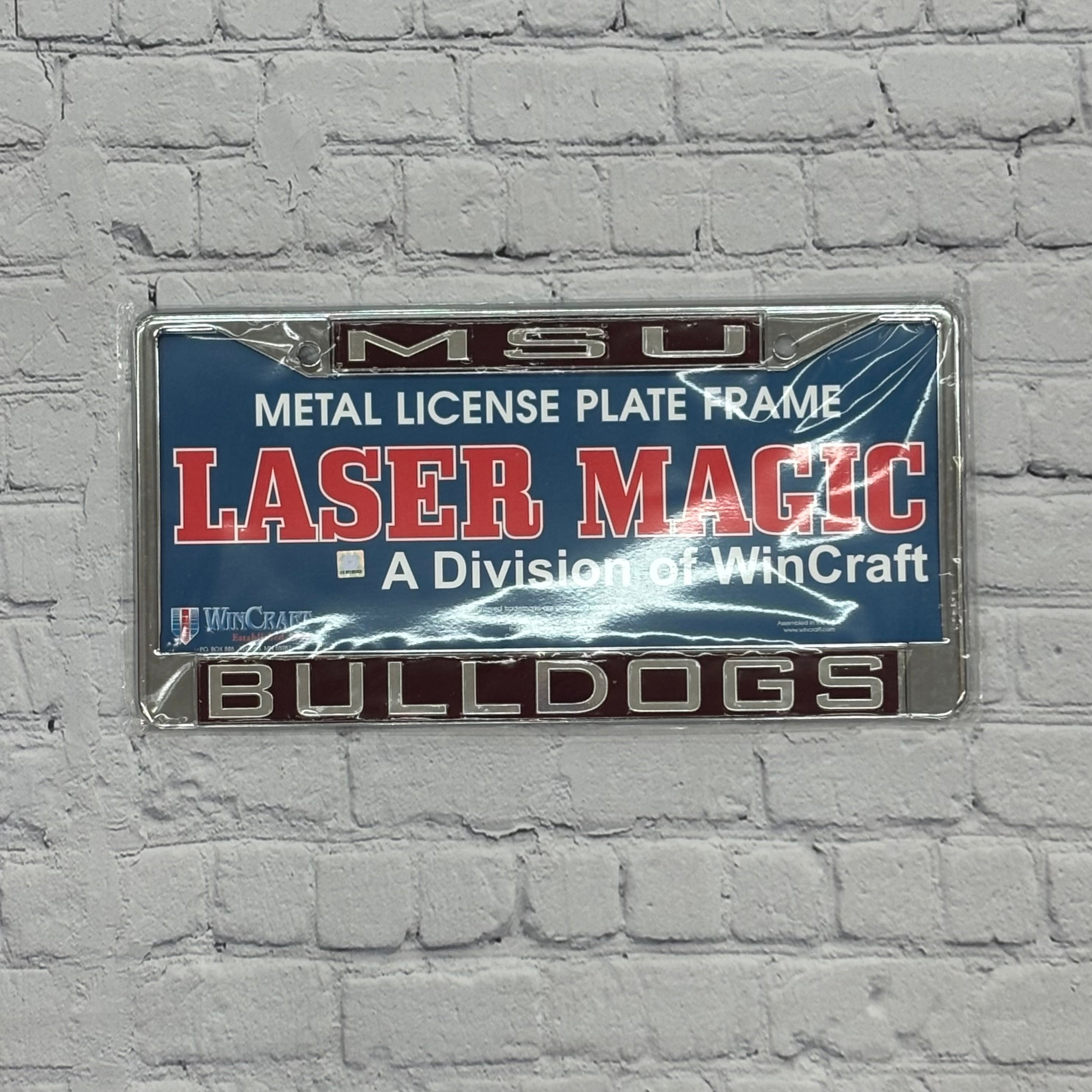 Auto License Plate Frame Metal MSU Over Bulldogs