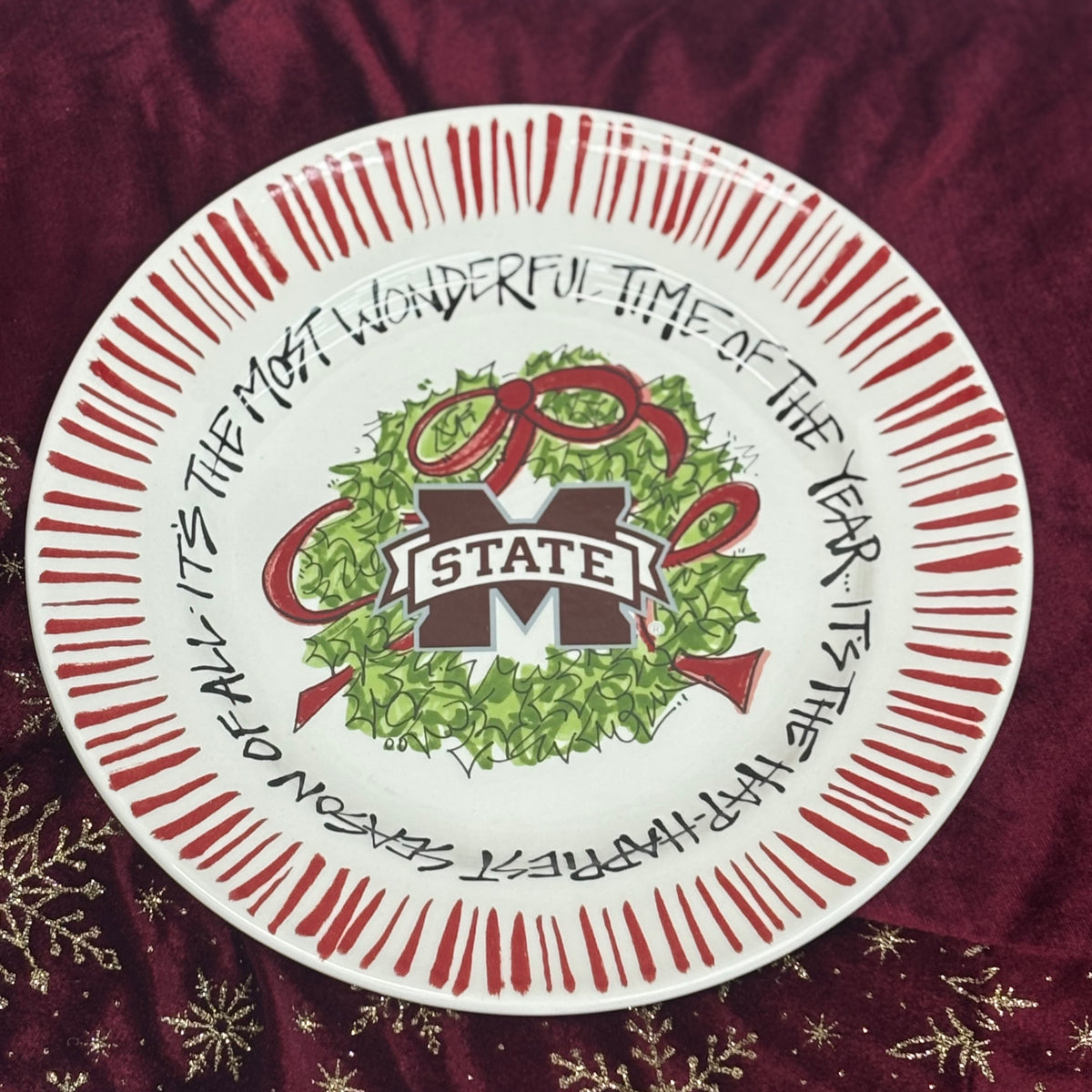 Magnolia Lane Christmas Plate MSU Wonderful Time M-State