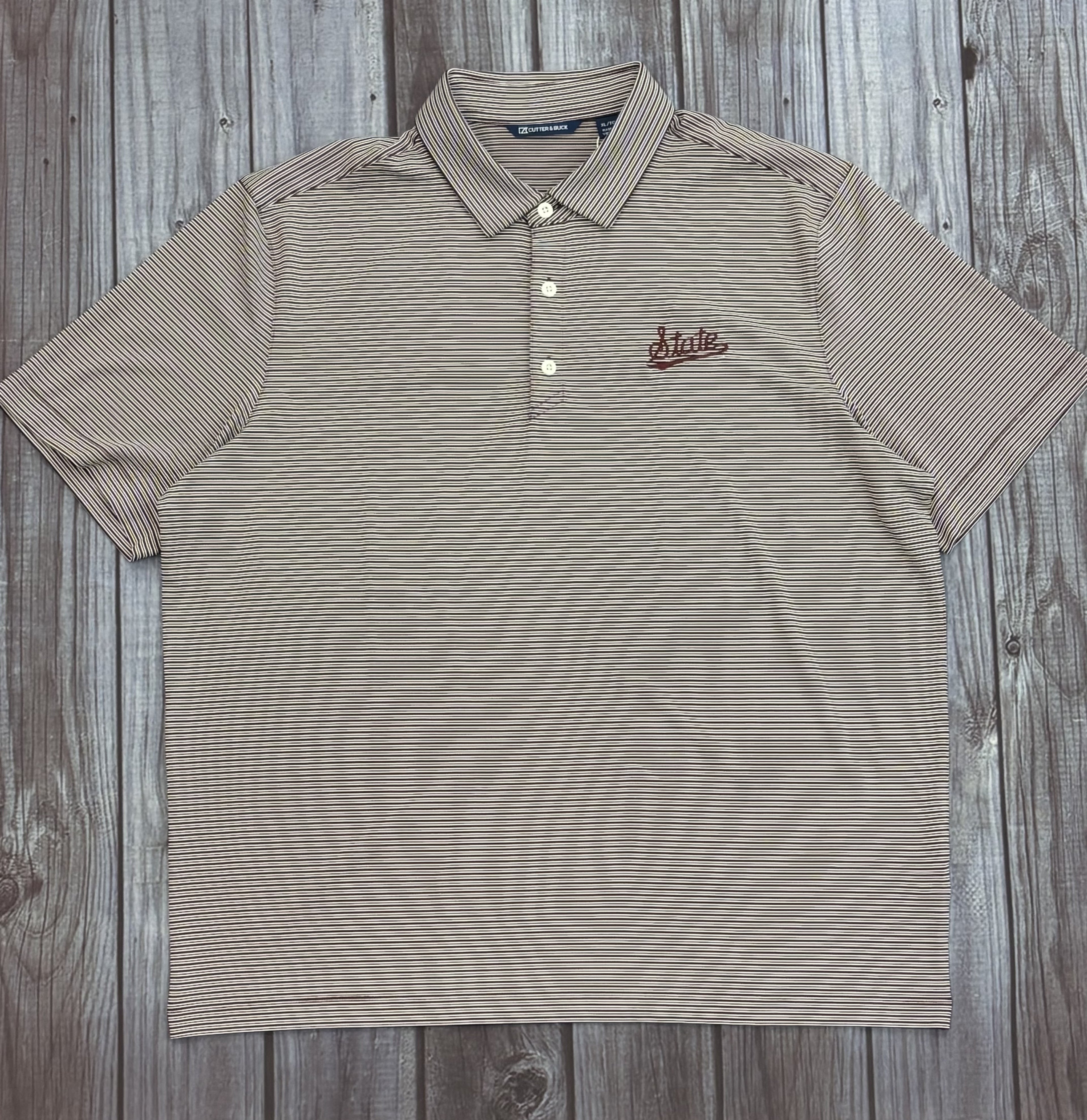 Polo Men's Forge Eco Maroon Double Stripe Script State