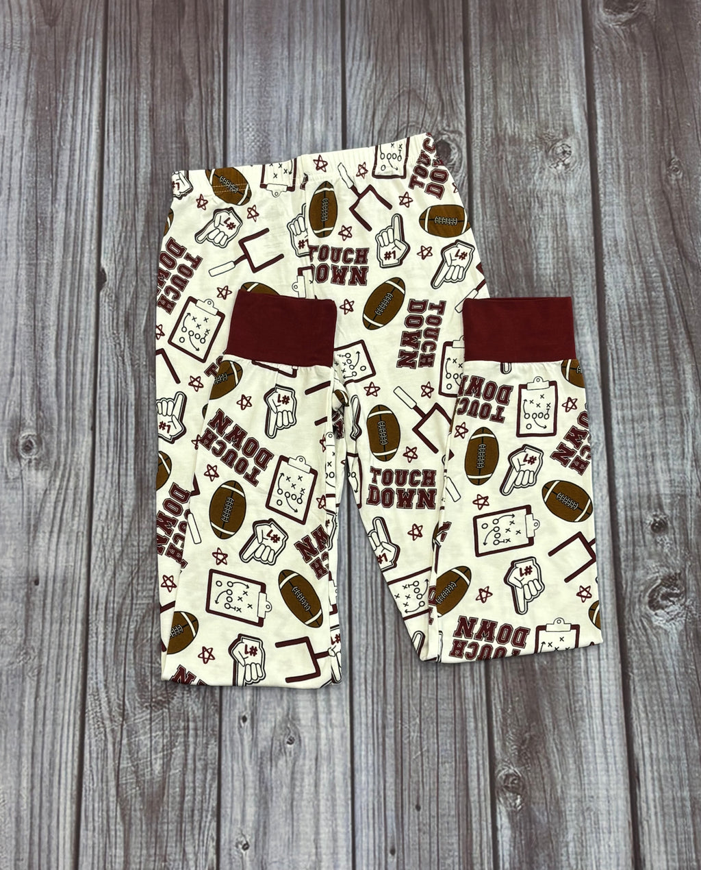 Toddler Pajama 2 Piece Long Sleeve Maroon Bamboo Touchdown
