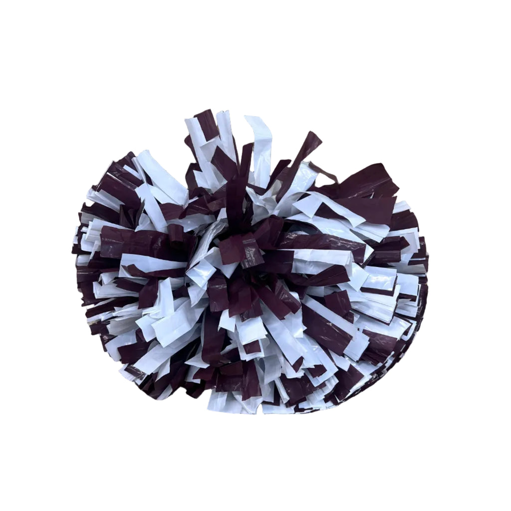 Pepco Poms Sports Pom Cheer Kap Handle 6" with Elastic Band Maroon & White