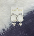 Susan Shaw Jewelry Earrings Hoop Pendant Standing Bulldog