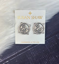 Earrings Stud Flat Round Standing Bulldog