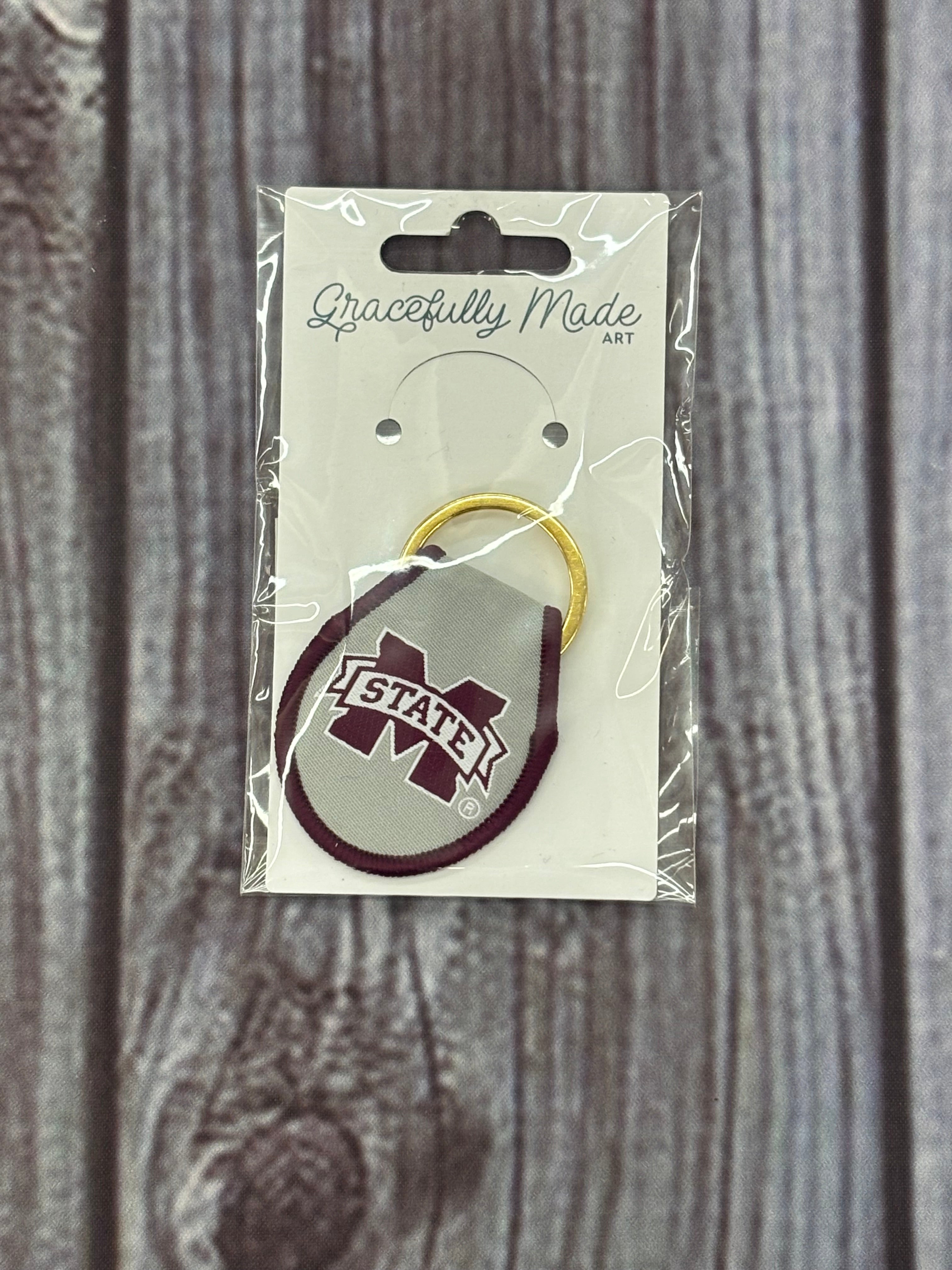 Gracefully Made Art Key Chain Emblemroidered Mrn M-State Mrn Trim