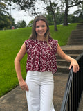 Top Women's Blouse Crop Bows All Over