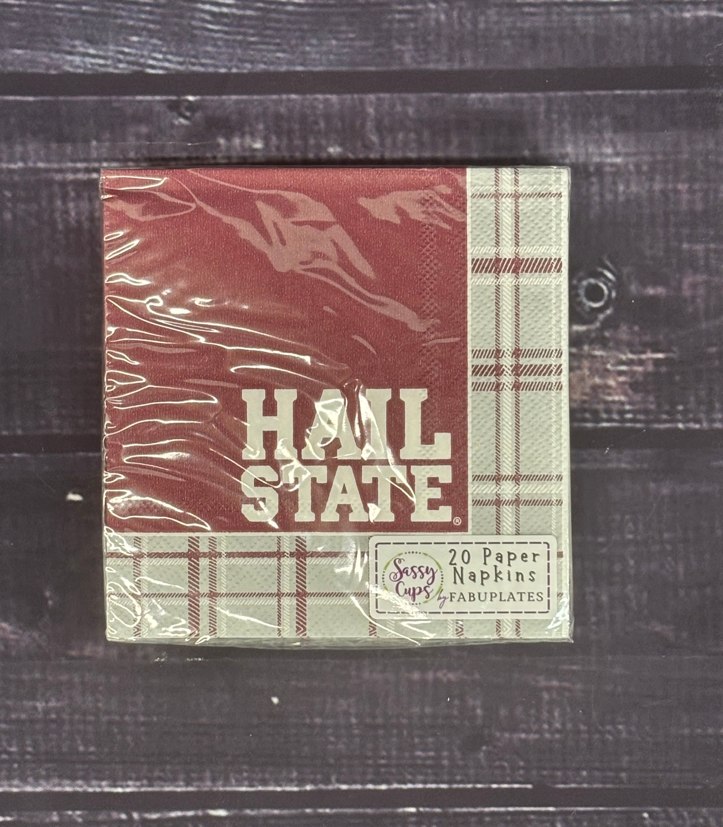 Tailgate Napkins Beverage (20 Pack) Hail State Plaid Edge