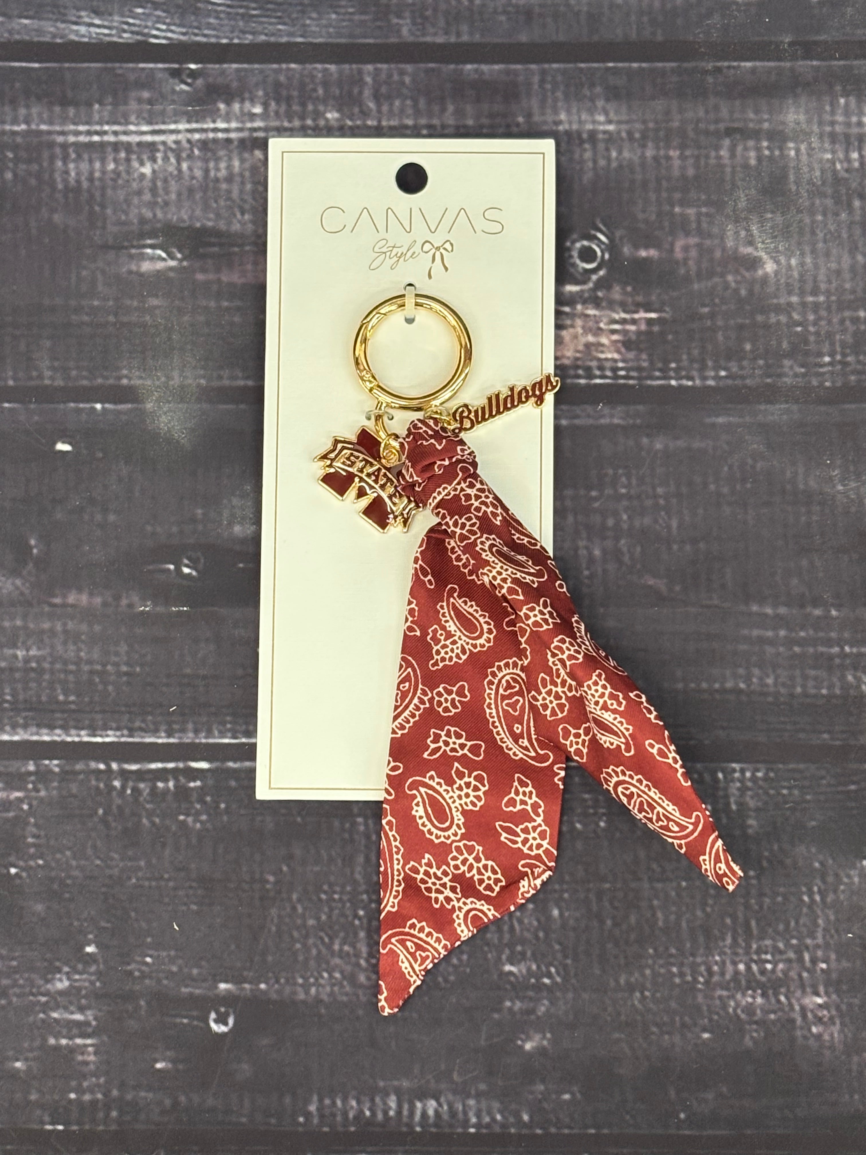 Canvas Jewelry Charm Scarf Keychain Bulldogs M-State