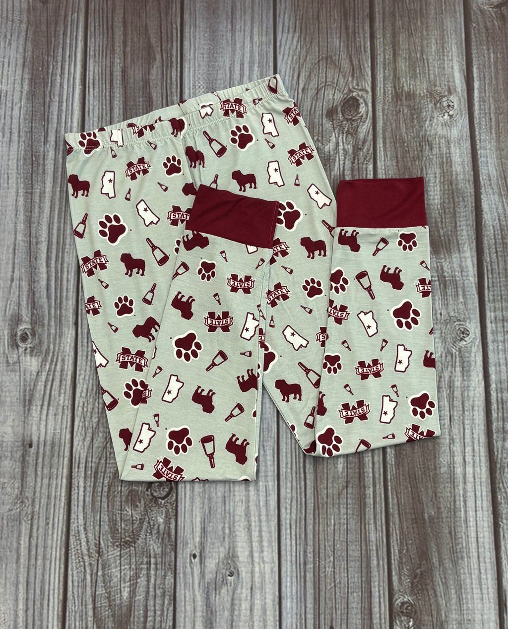 Youth Pajama 2 Piece M-State Paw Various Logos All Over