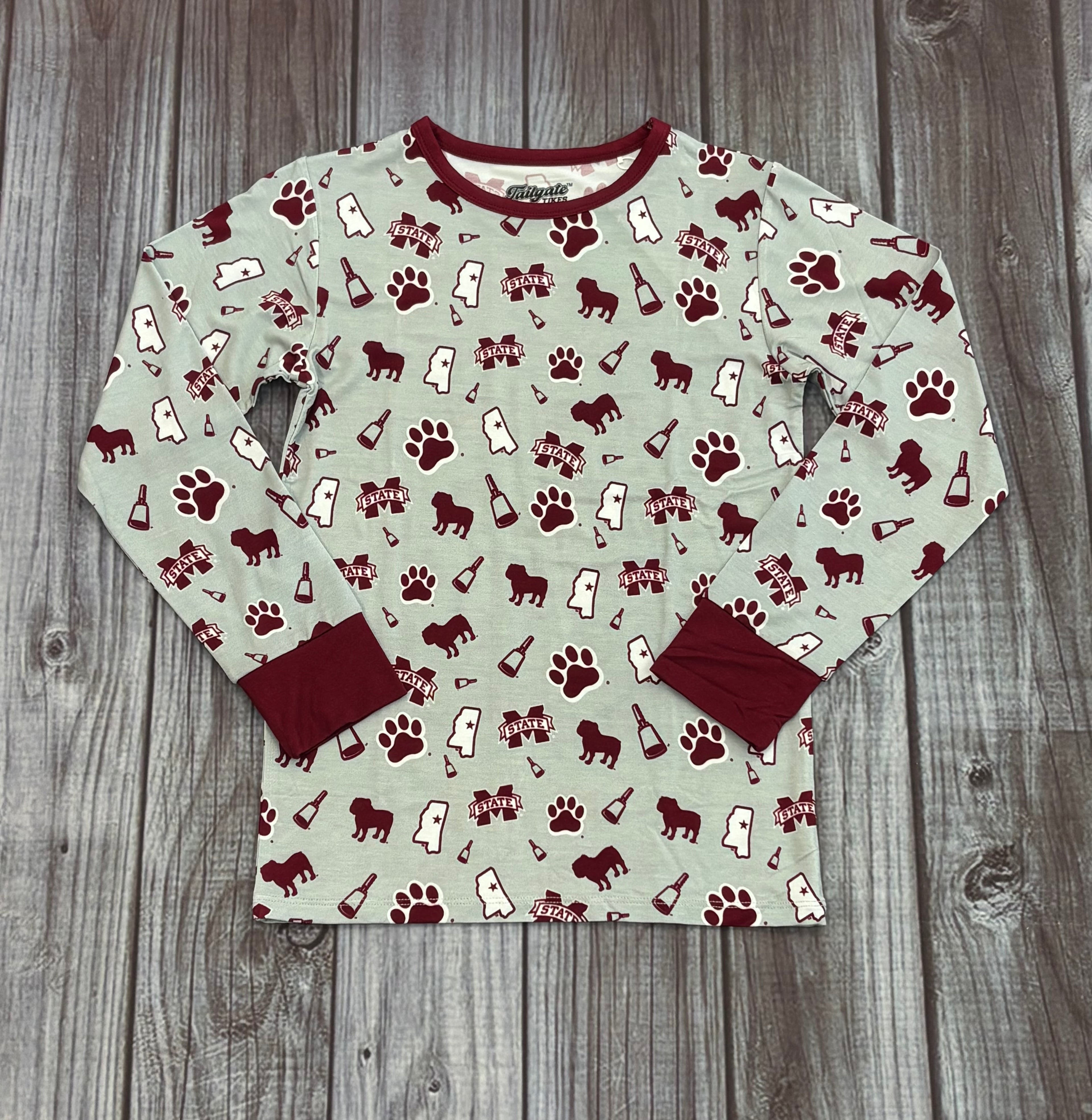 Youth Pajama 2 Piece M-State Paw Various Logos All Over