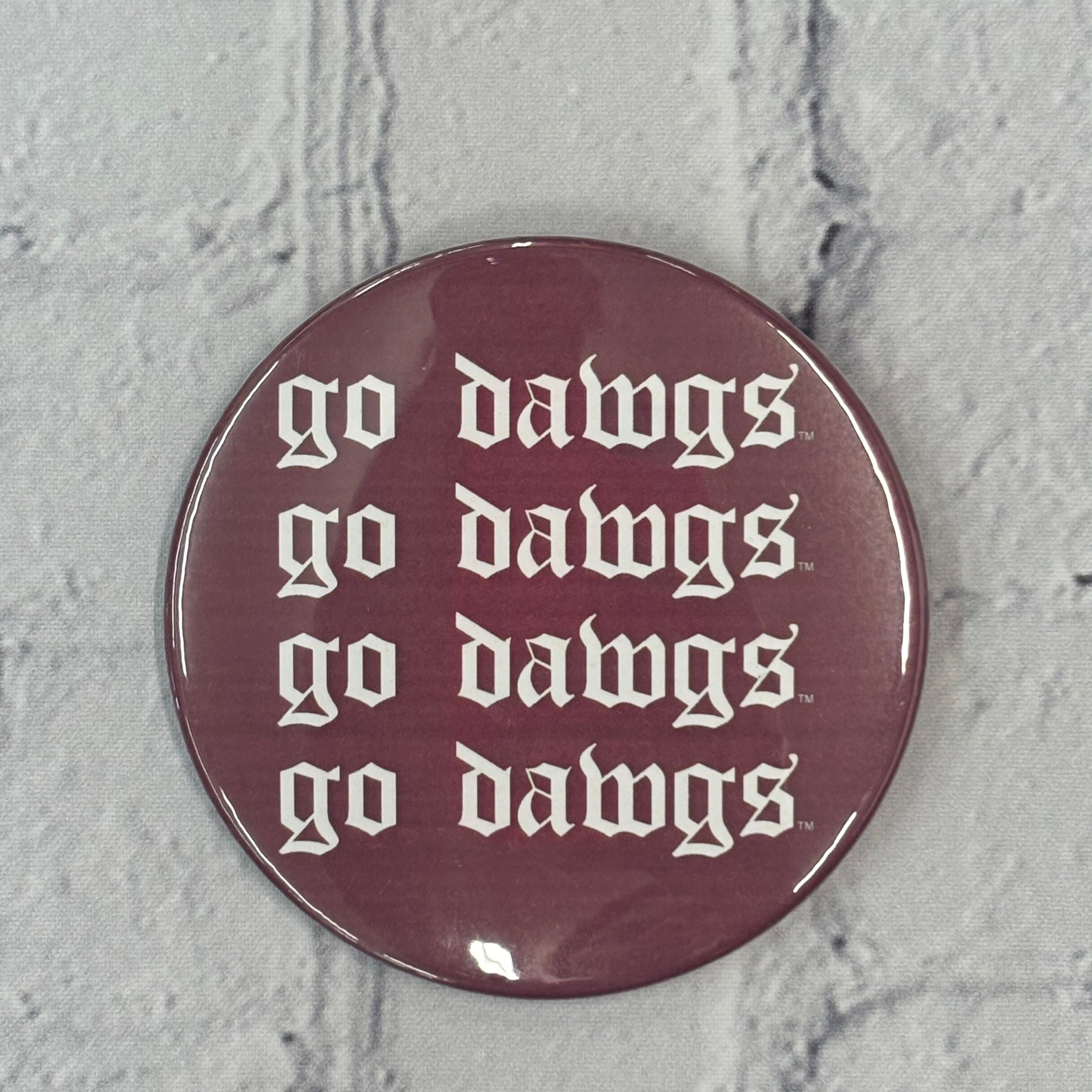 Cute As A Button Button Go Dawgs 4 X White Ltrs