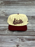 No Rivals Cap Baseball Pinstripe Script State  Maroon Bill