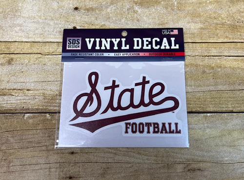 Sds Design Associates Auto Decal 6" State W Tail Over Football
